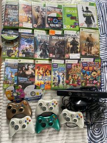 Xbox 360 Slim Bundle 5 Wireless Controllers, Kinect and 20+ Games