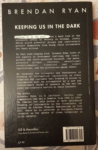 Keeping Us in the Dark, Censorship and Freedom of Information in Ireland by Brendan Ryan