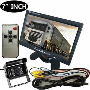 12V/24V Car Reversing Camera RCA+ 7" LCD Monitor Truck Bus Van Rear View Kit+10M