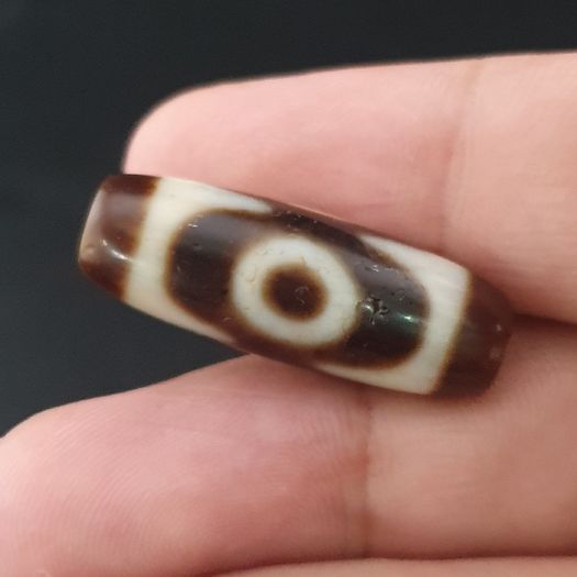 Antique 2 Eyes Himalayan Tibetan Agate Dzi Bead Amulet 29.6mm