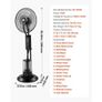 3 Wind Speeds Misting Standing Fan, Mister Cooling Fans with 3L Water Tank, Remote & Panel Control, Water Cooling Fans for Indoor, Outdoor, Garage, Patio, Living Room, 3 Modes Image 7