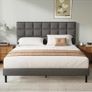 Double Bed Frame, Easy Assembly, Sturdy Wooden Slat Support, Upholstered Image 7