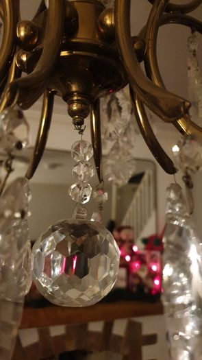 Old Brass&Cut Glass Chandelier