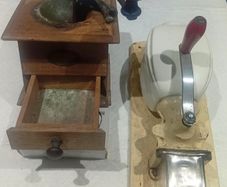 Antique Peugeot Coffee Grinder + Vintage Wall Mounted Coffee Mill