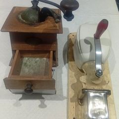 Antique Peugeot Coffee Grinder + Vintage Wall Mounted Coffee Mill