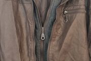 Smith &amp; Jones Brown Leather-Style Bomber Jacket XL / XXL