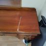 Vintage Solid Wood Writing Desk with Brass Handles 5 Drawers Image 2