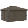 Gazebo with Curtain and String Lights 4x3 m Taupe Image 2