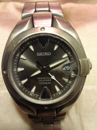 Seiko Perpetual Calendar Watch Sll015 Titanium Black Dial 100m For Sale 