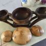 Vintage Hand-Carved African Centerpiece Serving Dish With lids. Image 4