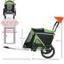 2 in 1 Aluminium Foldable Dog Bike Trailer, Pet Stroller, for Medium Dogs - Green Image 2