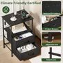 Bedside Table Set of 2 with Charging Station and LED Light, Small Bed Side Table for Bedroom Dorm Kids Room Closet, 2 Drawers Bedside Cabinet with 2 Outlets and 2 USB Ports, Black Image 4
