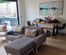 Grey L-shaped sofa with chaise