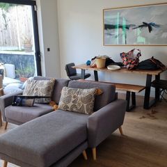 Grey L-shaped sofa with chaise