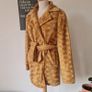 Vintage 1980s 1990s chenille teddy camel colour coat M L glamorous Christmas festive Image 3