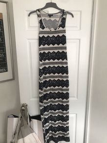 Topshop Aztec print long maxi dress size 8 black cream