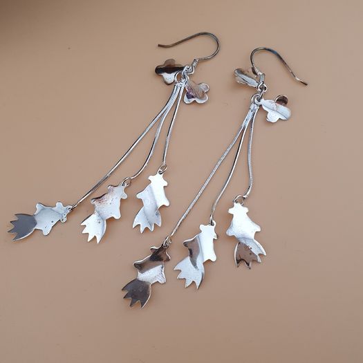 Sterling 925 Silver Cascading Leaf Drop Earrings