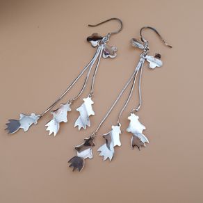 Sterling 925 Silver Cascading Leaf Drop Earrings