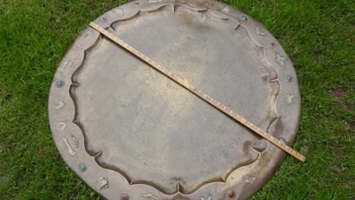 Antique Large 34"  Eastern Brass Tray Table Top Handmade