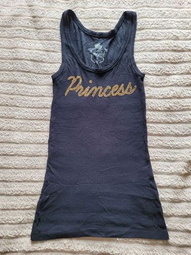 Princess Gold Rhinestone Ribbed Tank Top