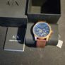 Armani Exchange AX2508 Rose Gold Plated Brown Leather Strap Watch Image 2