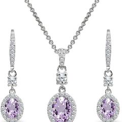 925 sterling silvery jewellery set for women purple artificial