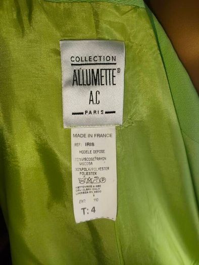 French lime green blazer  with white bow size M/L Postage included