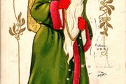 1907 SANTA IN GREEN COAT Vermont Bennington Christmas Postcard 1907 T&amp;S Embossed