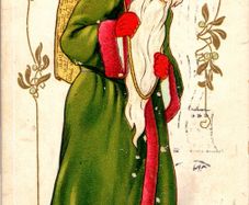 1907 SANTA IN GREEN COAT Vermont Bennington Christmas Postcard 1907 T&S Embossed