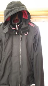 Superdry Jacket, black a with pink accents size Small
