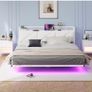 Floating King Metal Bed Frame with LED Lights & USB Charging Station, 150x200cmMetal Image 3