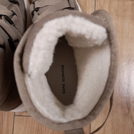 Sofie Schnoor Brown Beige Suede Fleece Lined Chunky Strap Boots 5UK/38EU
