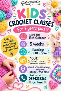 Kids crochet classes in Naas