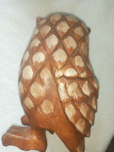 Hardwood carved Tawny owls