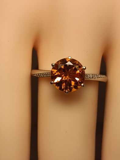 3 carat Natural Brazilian Citrine Solitaire Ring