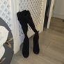 Suade knee high platform boots black Image 3