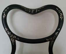 19th century mother of pearl inlaid & ebonised chair