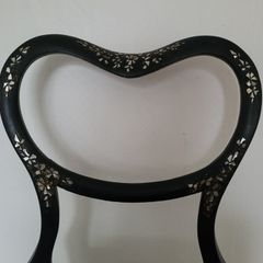 19th century mother of pearl inlaid & ebonised chair