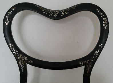 19th century mother of pearl inlaid & ebonised chair