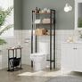 NEW SALE | Slim Side Table, Narrow End Table, Industrial Bedside Tables with Magazine Holder Sling, Small Table for Small Spaces, Skinny Magazine Table, Metal Frame, Rustic Brown and Black Image 4