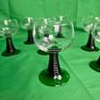 Set of eight antique Luminarc France glasses with green, ribbed stems Image 8