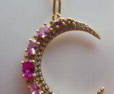 Vintage Sterling Silver 925 Gold Plated Moon Pendant Necklace length 20" - 6,1g