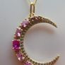 Vintage Sterling Silver 925 Gold Plated Moon Pendant Necklace length 20" - 6,1g Image 3