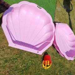 Shell sand box and toys
