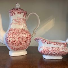 Vintage Myotts "Country Life" Coffee Pot and Creamer