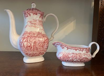 Vintage Myotts "Country Life" Coffee Pot and Creamer