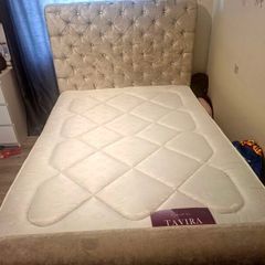 Diamond tuned double bed,beige & mattress
