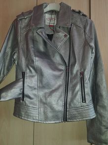 ladies / teens silver Lee Cooper biker jacket