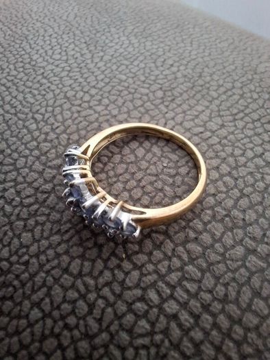 Vintage Gold Ring with Blue Atones