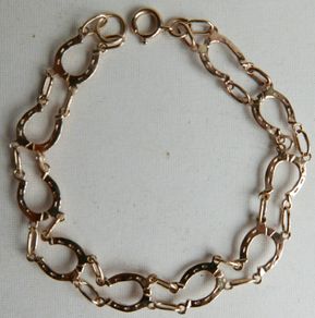 Vintage Horseshoe 9ct Solid Gold Bracelet Length 8" - 5,34g